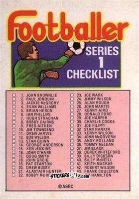 Sticker Checklist - Scottish Footballers 1972-1973
 n. 73a - A&BC