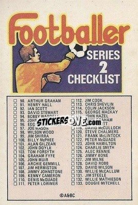 Sticker Checklist - Scottish Footballers 1972-1973
 - A&BC