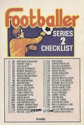 Sticker Checklist - Scottish Footballers 1972-1973
 n. 73b - A&BC