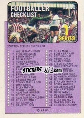 Sticker Checklist Series 1 - Scottish Footballers 1971-1972
 - A&BC