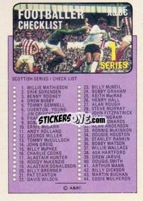 Sticker Checklist Series 1 - Scottish Footballers 1971-1972
 n. 57 - A&BC