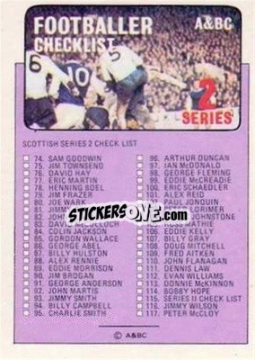 Sticker Checklist Series 2 - Scottish Footballers 1971-1972
 - A&BC