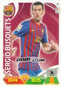 Sticker Sergio Busquets - Liga BBVA 2011-2012. Adrenalyn XL n. 45 - Panini