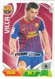 Sticker David Villa - Liga BBVA 2011-2012. Adrenalyn XL n. 53 - Panini