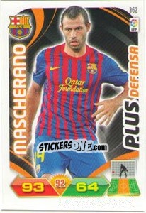Sticker Mascherano - Liga BBVA 2011-2012. Adrenalyn XL n. 362 - Panini