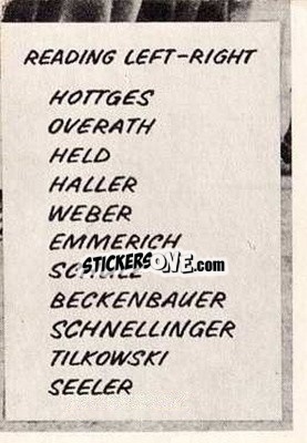 Sticker World Cup Team - Footballers 1966-1967
 - A&BC