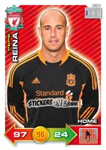 Sticker Pepe Reina - Liverpool FC 2011-2012. Adrenalyn XL n. 1 - Panini