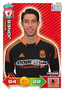 Sticker Brad Jones - Liverpool FC 2011-2012. Adrenalyn XL n. 2 - Panini