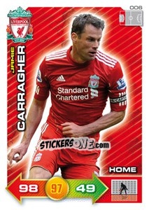 Sticker Jamie Carragher - Liverpool FC 2011-2012. Adrenalyn XL n. 6 - Panini