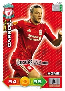 Cromo Andy Carroll - Liverpool FC 2011-2012. Adrenalyn XL - Panini