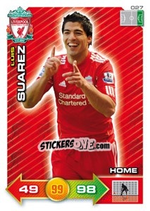 Sticker Luis Suarez - Liverpool FC 2011-2012. Adrenalyn XL n. 27 - Panini
