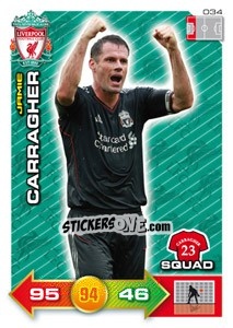 Sticker Jamie Carragher - Liverpool FC 2011-2012. Adrenalyn XL n. 34 - Panini