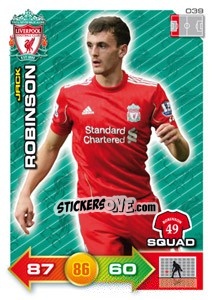 Sticker Jack Robinson - Liverpool FC 2011-2012. Adrenalyn XL n. 39 - Panini