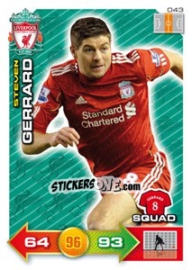 Sticker Steven Gerrard - Liverpool FC 2011-2012. Adrenalyn XL n. 43 - Panini
