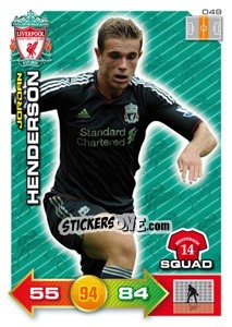 Sticker Jordan Henderson - Liverpool FC 2011-2012. Adrenalyn XL n. 49 - Panini