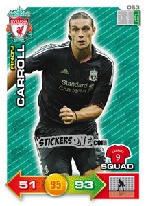 Figurina Andy Carroll - Liverpool FC 2011-2012. Adrenalyn XL - Panini