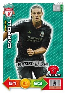 Sticker Andy Carroll - Liverpool FC 2011-2012. Adrenalyn XL n. 53 - Panini