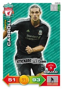 Cromo Andy Carroll - Liverpool FC 2011-2012. Adrenalyn XL - Panini