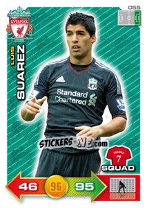 Sticker Luis Suarez - Liverpool FC 2011-2012. Adrenalyn XL n. 55 - Panini
