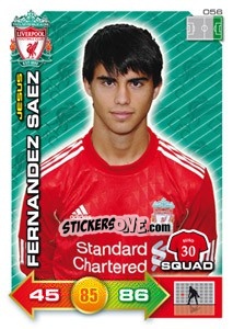 Sticker Jesus Fernandez Saez Suso - Liverpool FC 2011-2012. Adrenalyn XL n. 56 - Panini