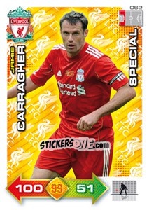 Sticker Jamie Carragher - Liverpool FC 2011-2012. Adrenalyn XL n. 62 - Panini