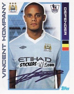 Sticker Vincent Kompany - Premier League Inglese 2011-2012 n. 186 - Topps
