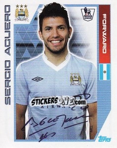 Sticker Sergio Aguero - Premier League Inglese 2011-2012 n. 198 - Topps