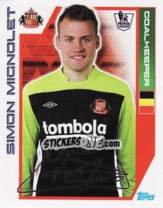 Sticker Simon Mignolet - Premier League Inglese 2011-2012 n. 335 - Topps