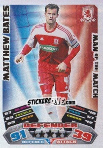 Sticker Matthew Bates - NPower Championship 2011-2012. Match Attax - Topps