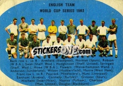 Sticker English Team World Cup Series 1962