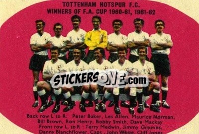 Sticker Tottenham Hotspur FC - Footballers 1962-1963
 n. 82 - A&BC