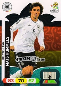 Sticker Mats Hummels - UEFA Euro Poland-Ukraine 2012. Adrenalyn XL n. 30 - Panini