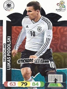Sticker Lukas Podolski - UEFA Euro Poland-Ukraine 2012. Adrenalyn XL n. 38 - Panini