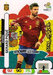 Sticker Gerard Piqué - UEFA Euro Poland-Ukraine 2012. Adrenalyn XL n. 62 - Panini