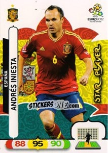 Sticker Andrés Iniesta - UEFA Euro Poland-Ukraine 2012. Adrenalyn XL n. 66 - Panini