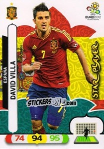 Sticker David Villa - UEFA Euro Poland-Ukraine 2012. Adrenalyn XL n. 74 - Panini