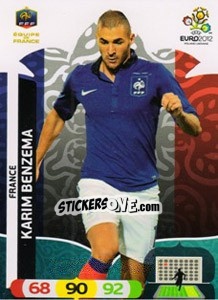 Sticker Karim Benzema - UEFA Euro Poland-Ukraine 2012. Adrenalyn XL n. 89 - Panini