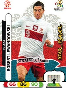 Sticker Robert Lewandowski - UEFA Euro Poland-Ukraine 2012. Adrenalyn XL n. 162 - Panini