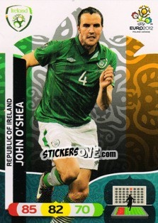 Sticker John O'Shea - UEFA Euro Poland-Ukraine 2012. Adrenalyn XL n. 179 - Panini