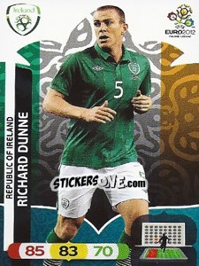 Sticker Richard Dunne - UEFA Euro Poland-Ukraine 2012. Adrenalyn XL n. 182 - Panini