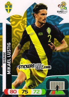 Sticker Mikael Lustig - UEFA Euro Poland-Ukraine 2012. Adrenalyn XL n. 204 - Panini