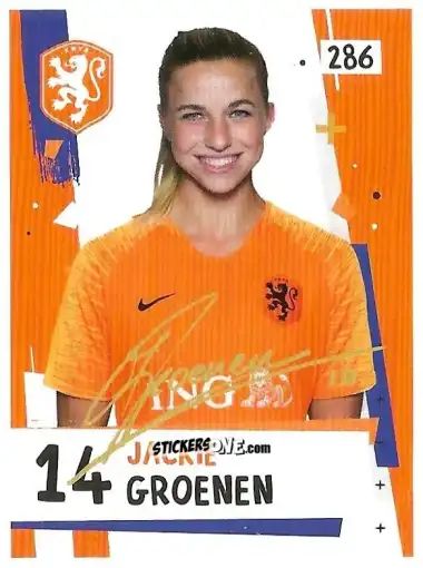 Sticker Jackie Groenen - Eredivisie Voetbal plaatjes 2019 n. 286 - Albert Heijn
