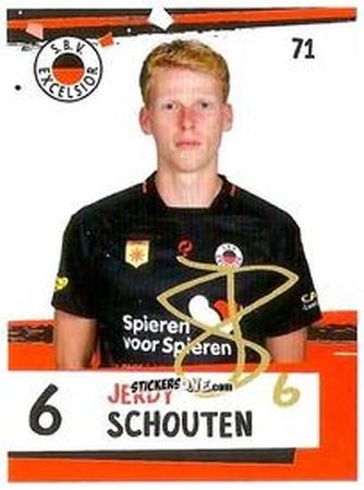 Sticker Jerdy Schouten - Eredivisie Voetbal plaatjes 2019 n. 71 - Albert Heijn
