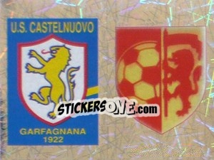 Sticker Scudetto Castelnuovo Garfagnana/Castel San Pietro (a/b) - Calciatori 2005-2006 n. 733 - Panini