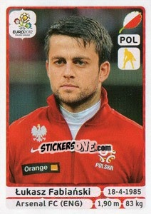 Sticker Lukasz Fabiański - UEFA Euro Poland-Ukraine 2012 n. 56 - Panini