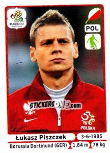 Sticker Lukasz Piszczek - UEFA Euro Poland-Ukraine 2012 - Panini