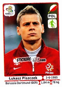 Sticker Lukasz Piszczek - UEFA Euro Poland-Ukraine 2012 n. 59 - Panini