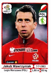 Sticker Jakub Wawrzyniak - UEFA Euro Poland-Ukraine 2012 n. 63 - Panini