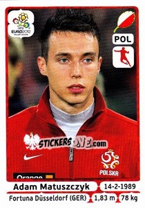 Sticker Adam Matuszczyk - UEFA Euro Poland-Ukraine 2012 n. 69 - Panini