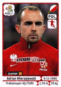 Sticker Adrian Mierzejewski - UEFA Euro Poland-Ukraine 2012 - Panini